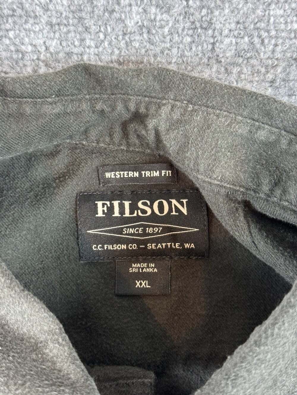 Filson Patch Cotton Solid Western Button Up Shirt Long Sleeve Pockets XXL Gray - Picture 3 of 8